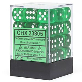 CHESSEX - Dados Green/White 12mm  c/36 